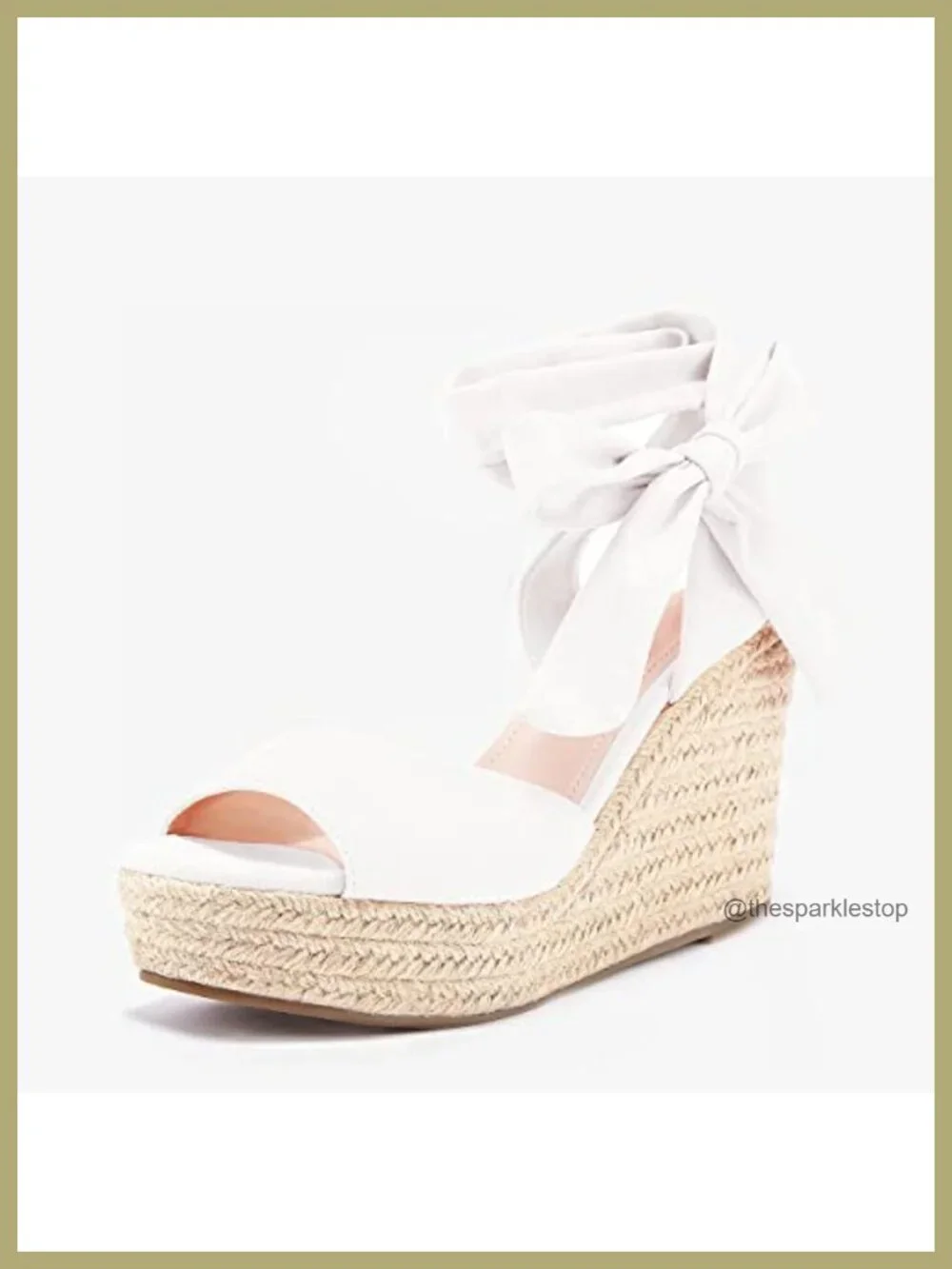 Faux Suede Espadrille Wedge Sandals Open Toe Lace Up Platform Ankle Strap